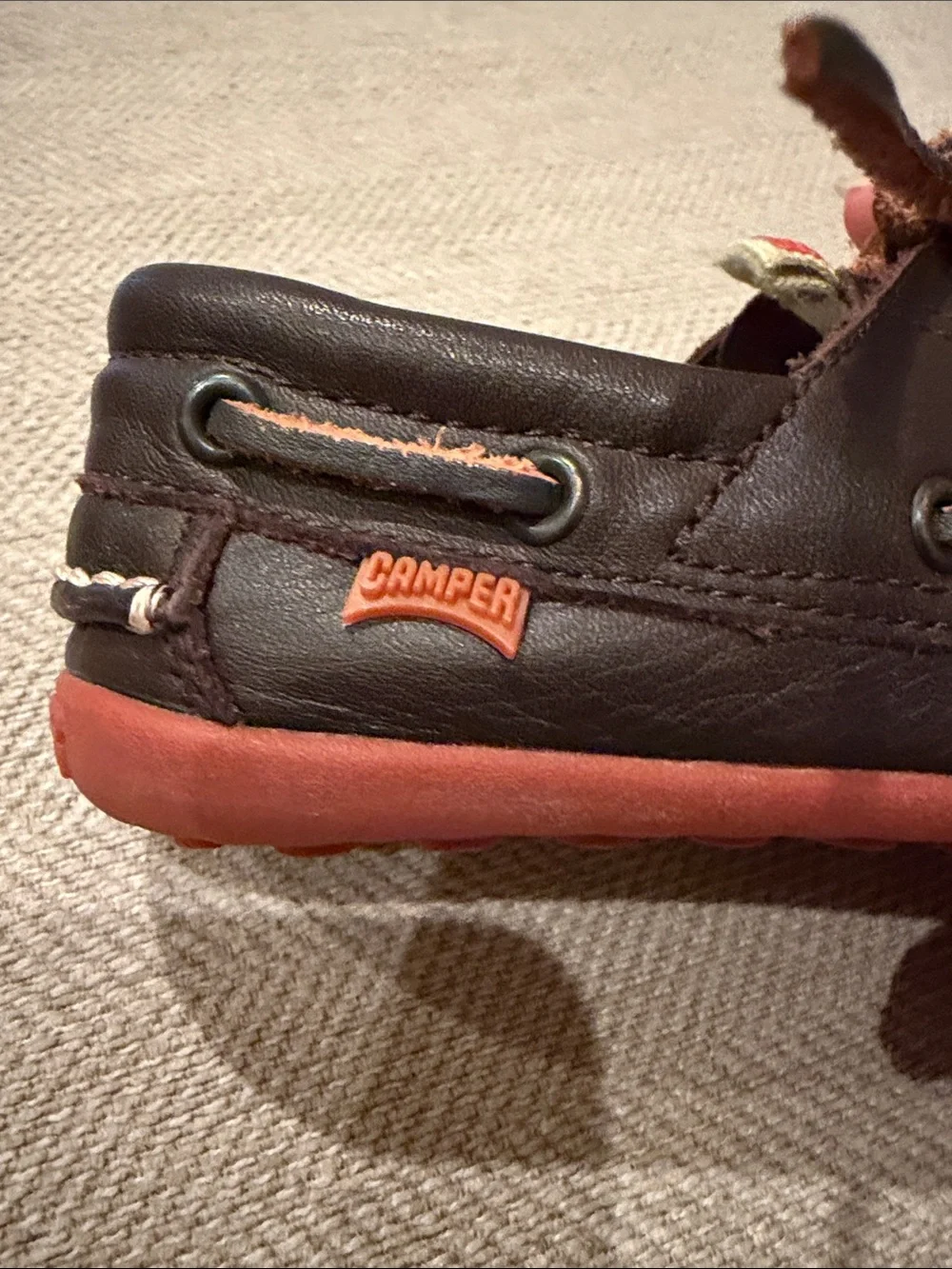 Camper Peu Dark Brown Leather boat shoes toddler size 27